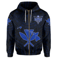 Kanaka Map Polynesian Hoodie Zip Blue Heart AH - Polynesian Pride