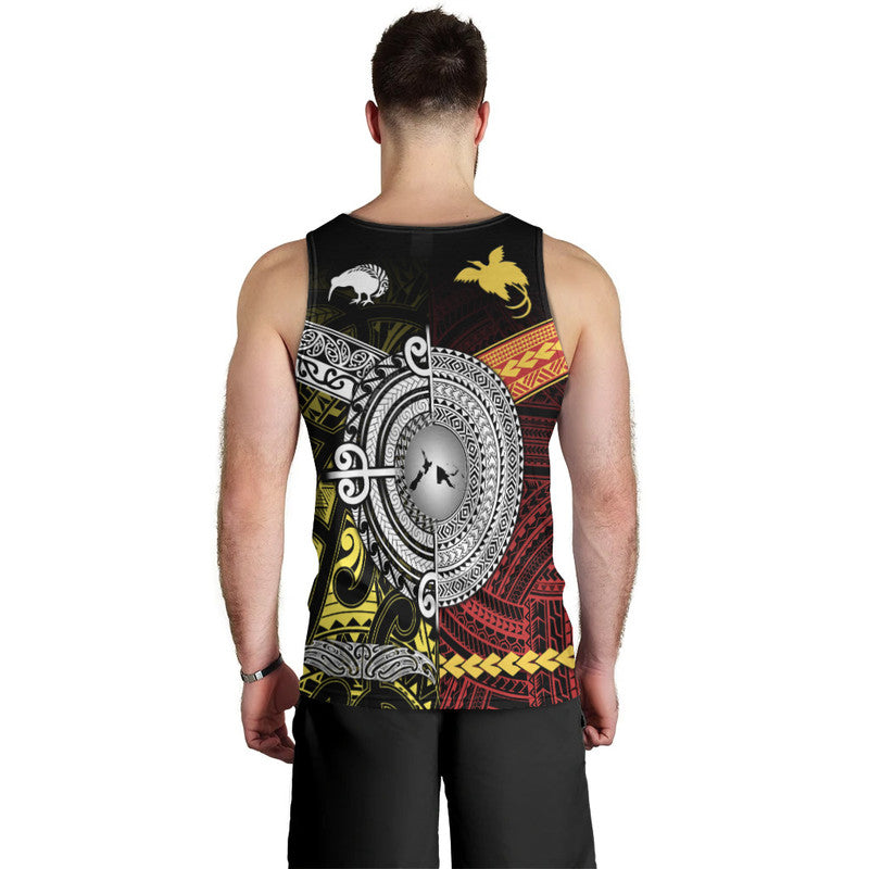 New Zealand And Papua New Guinea Men Tank Top Together - Yellow LT8 - Polynesian Pride