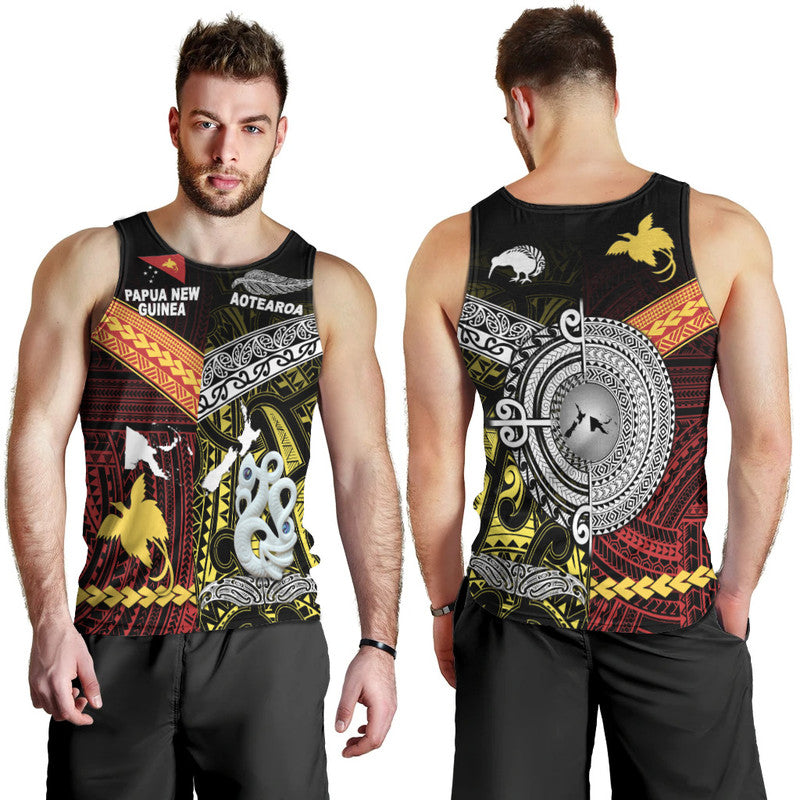 New Zealand And Papua New Guinea Men Tank Top Together - Yellow LT8 - Polynesian Pride