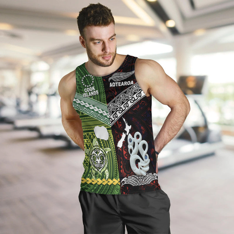 New Zealand And Cook Islands Men Tank Top Together - Red LT8 - Polynesian Pride