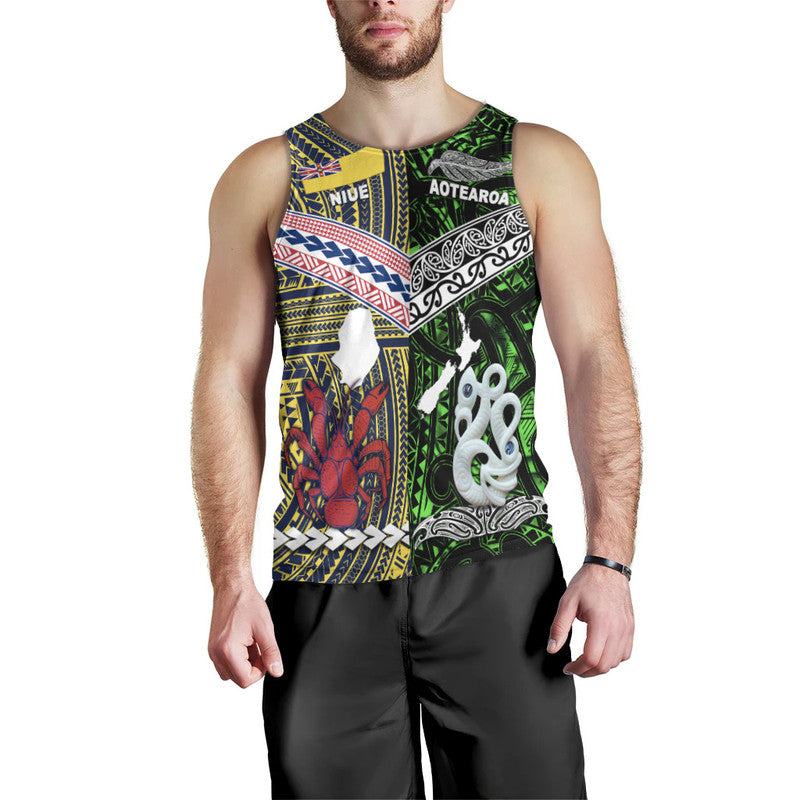 New Zealand And Niue Men Tank Top Together - Green LT8 Green - Polynesian Pride