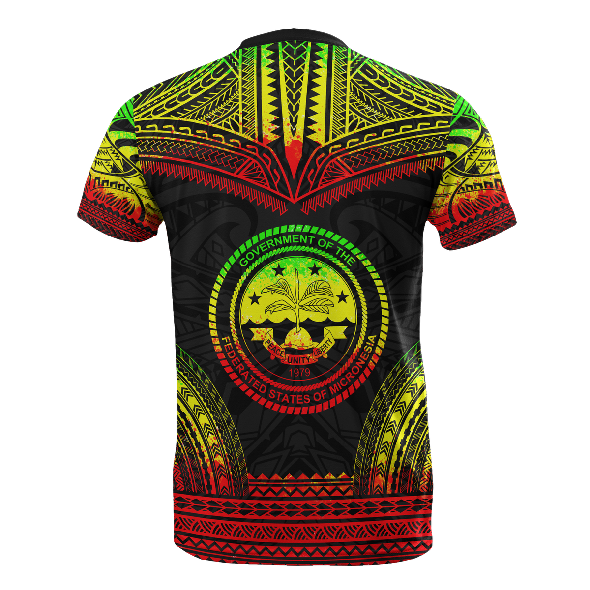 Federated States of Micronesia All Over Custom T Shirt F S M Seal Polynesian Tattoo Reggae Color - Polynesian Pride
