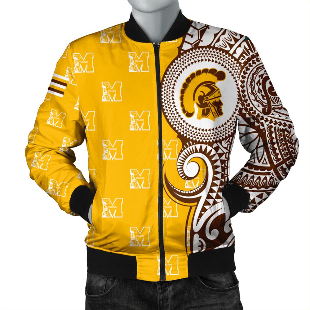 (Personalized) Hawaii Bomber Jacket - Mililani High Tribal Kakau Bomber Jacket AH Gold Unisex - Polynesian Pride