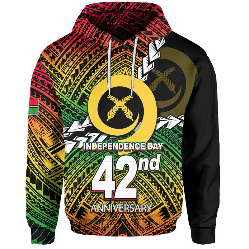 Custom Vanuatu Independence Day 42nd Anniversary Hoodie LT6 Red - Polynesian Pride