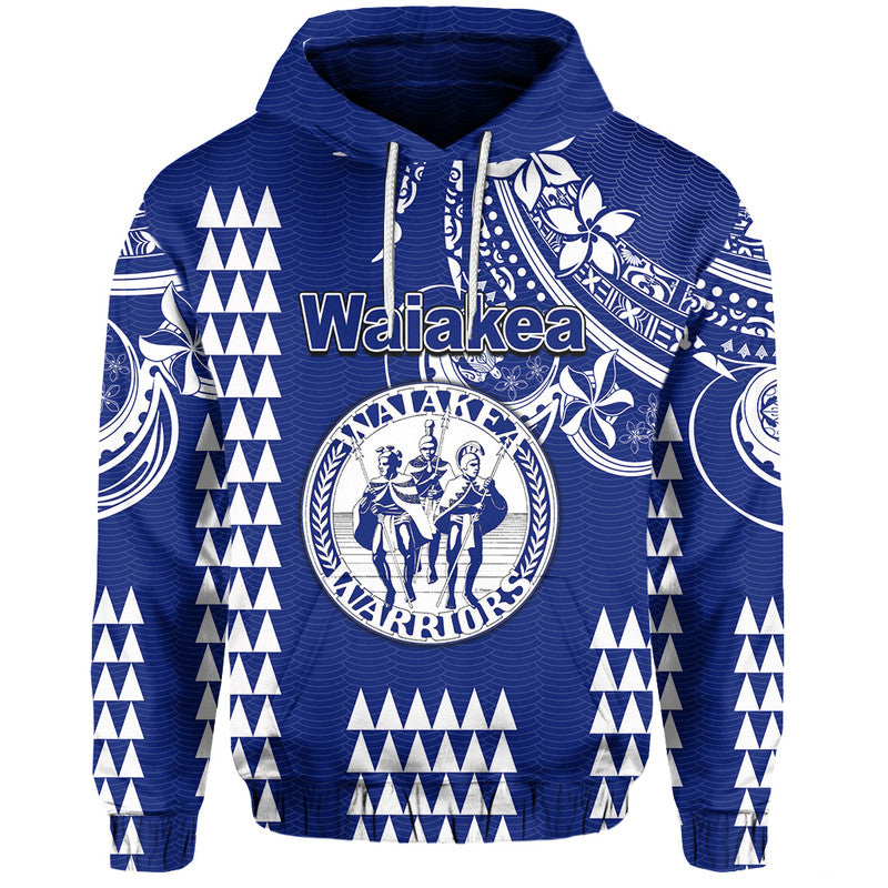 Custom Hawaii High School Waiakea Hoodie Mix Kakau LT6 Pullover Hoodie Blue - Polynesian Pride