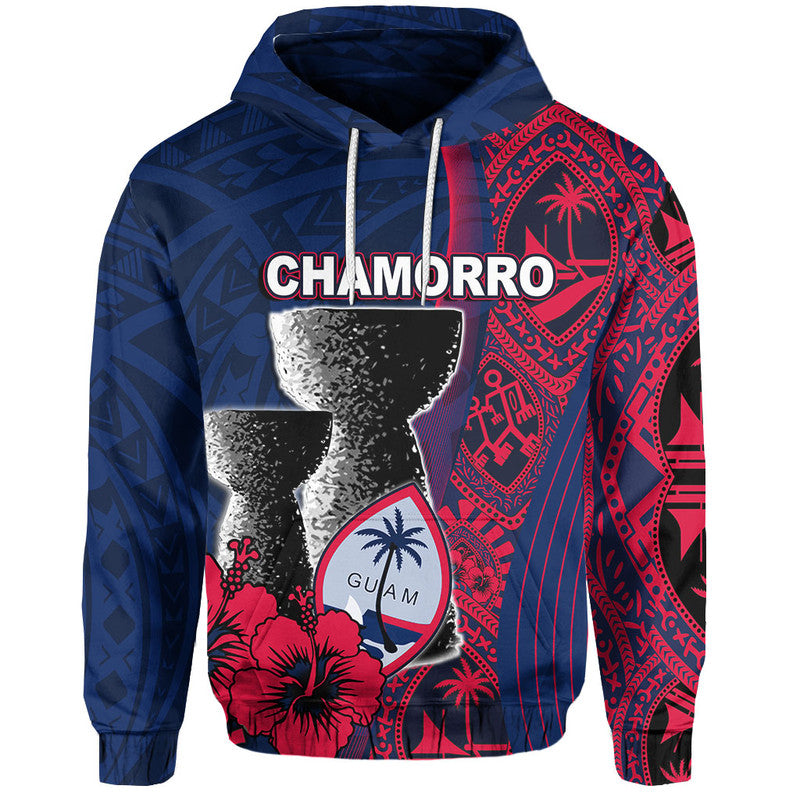 Custom Guam Chamorro Hoodie Flag Color Style LT6 Blue - Polynesian Pride