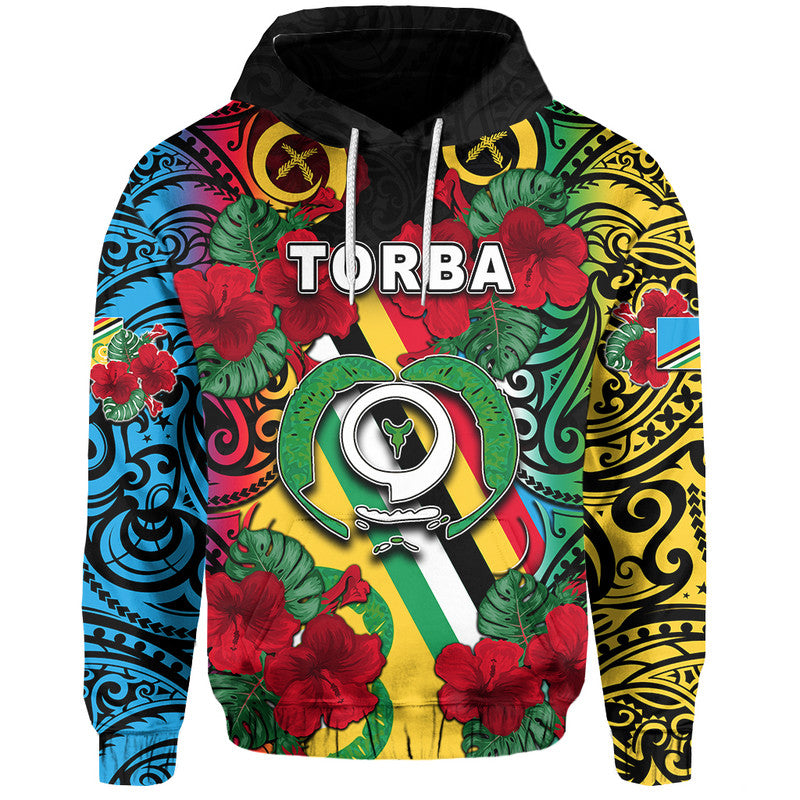 Vanuatu Torba and Hibiscus Hoodie LT6 Black - Polynesian Pride