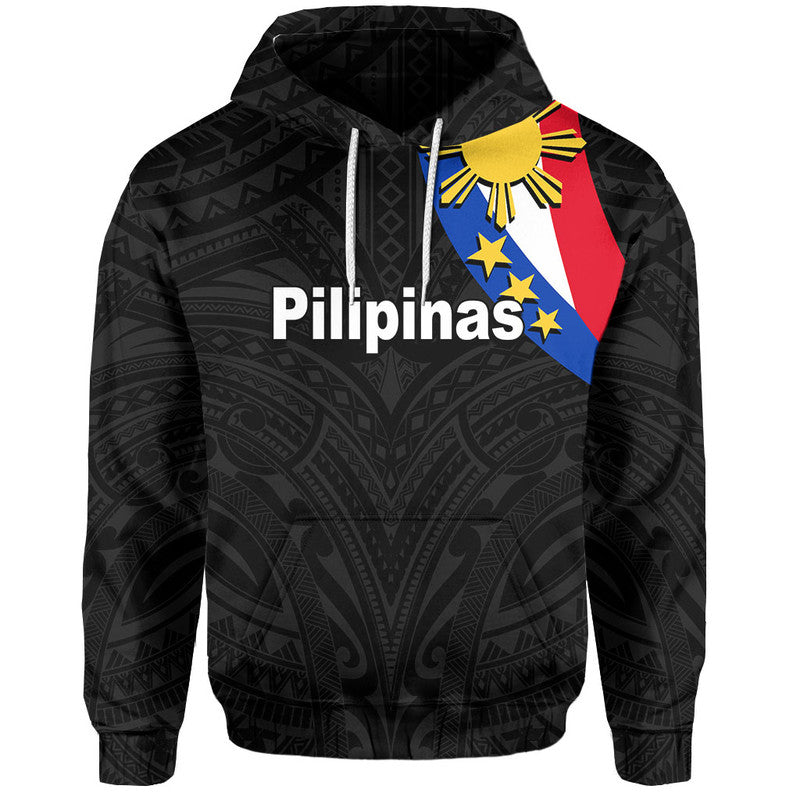 Custom Pilipinas Hoodie Simple Style Black LT6 Black - Polynesian Pride