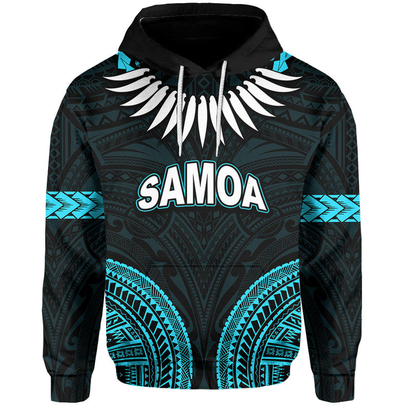 Custom Samoa Ula Nifo Tribal Hoodie Blue Style LT6 Blue - Polynesian Pride