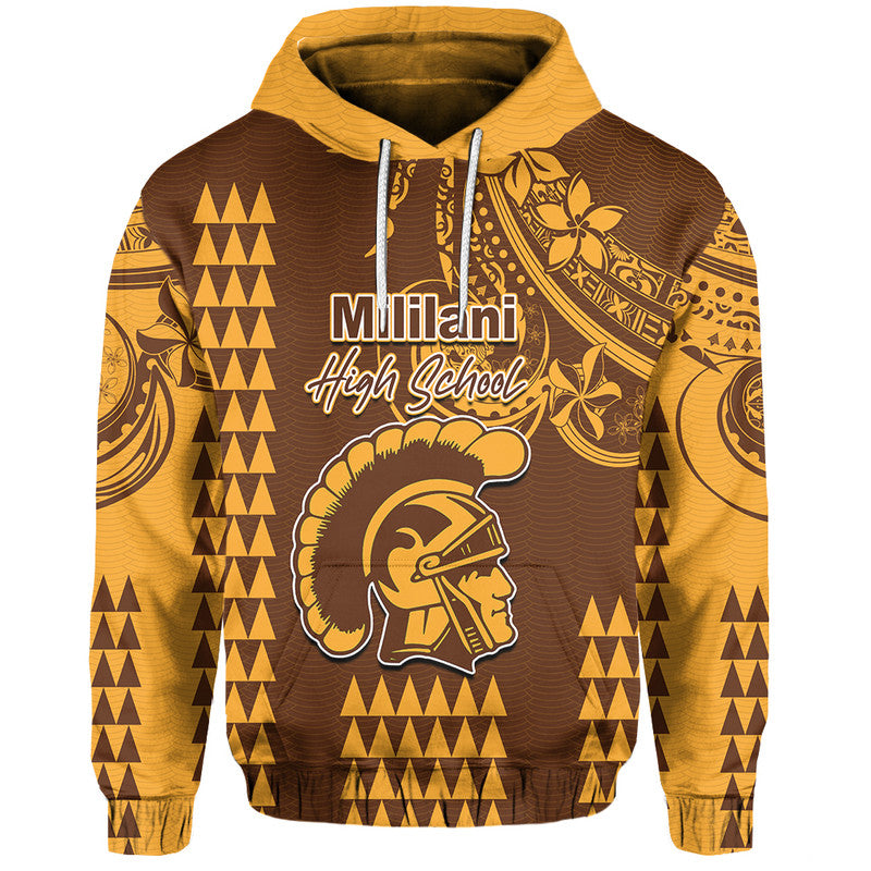 Custom Hawaii High School Mililani Hoodie Mix Kakau LT6 Pullover Hoodie Yellow - Polynesian Pride