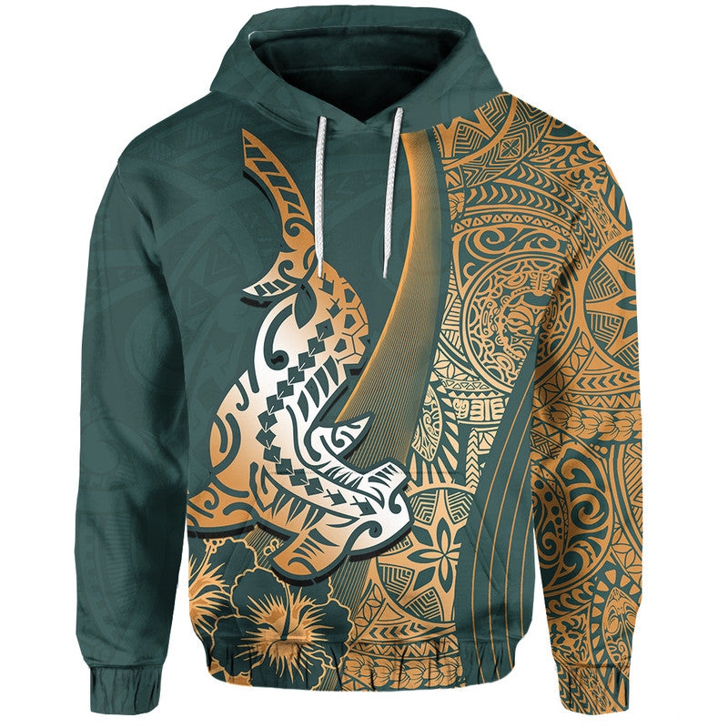 Hawaiian Shark Polynesian Hoodie Vibe Green Style LT6 Green - Polynesian Pride