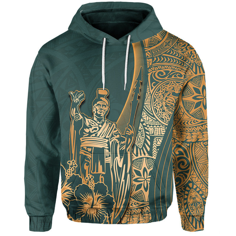 Hawaiian King Kamehameha Hoodie Vibe Green Style LT6 Green - Polynesian Pride