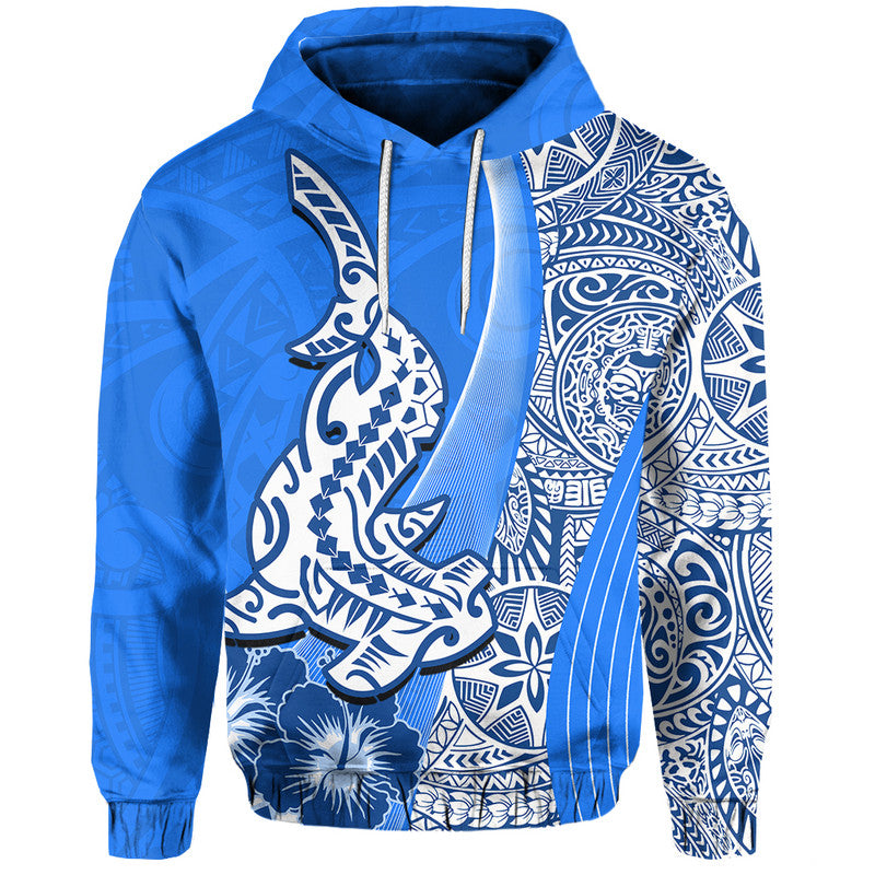 Hawaiian Shark Polynesian Hoodie Vibe Blue Style LT6 Blue - Polynesian Pride