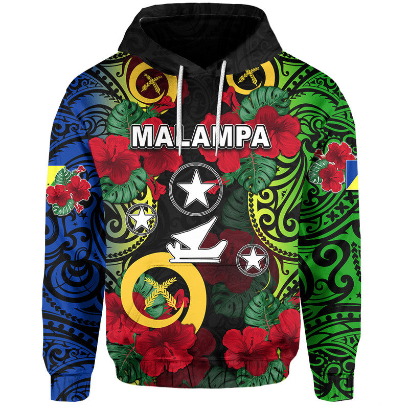 Vanuatu Malampa and Hibiscus Hoodie LT6 Black - Polynesian Pride