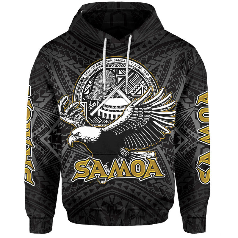 Custom Seal of American Samoa Hoodie LT6 Pullover Hoodie Black - Polynesian Pride