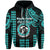 Custom Hawaii High School King Kekaulike Hoodie Mix Kakau LT6 Zip Hoodie Teal - Polynesian Pride