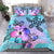 Hawaii Turtle Flowers And Palms Retro Bedding Set - Blue Pink - AH Blue - Polynesian Pride