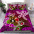 Hawaii Turtle Flowers And Palms Retro Bedding Set - Pink - AH Pink - Polynesian Pride