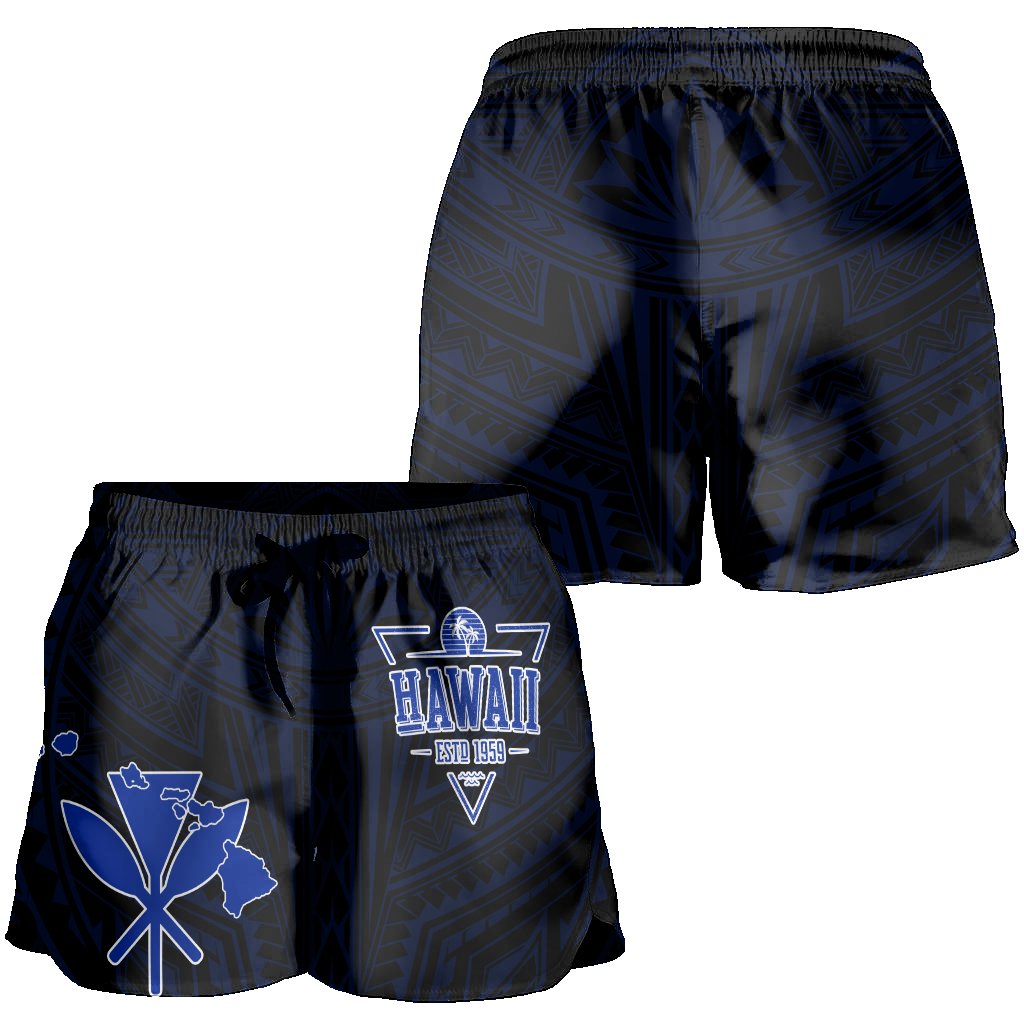 Kanaka Map Polynesian Women's Shorts - Blue Heart - AH - Polynesian Pride