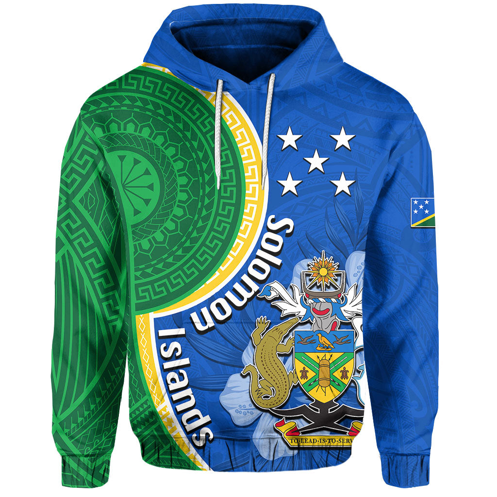 Custom Solomon Islands Polynesian Tattoo Hoodie LT6 Blue - Polynesian Pride