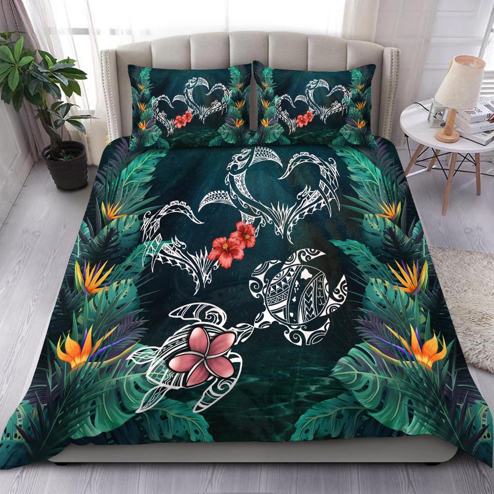 Hawaii Turtle Tropical Bedding Set - Heart Polynesian - AH Blue - Polynesian Pride