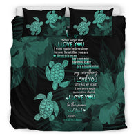 Hawaii Turtle Bedding Set Hibiscus To My Wife Turquoise AH - Polynesian Pride