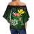 Hawaii Turtle Plumeria Polynesian Women's Off Shoulder Wrap Waist Top - Luck Style - AH - Polynesian Pride