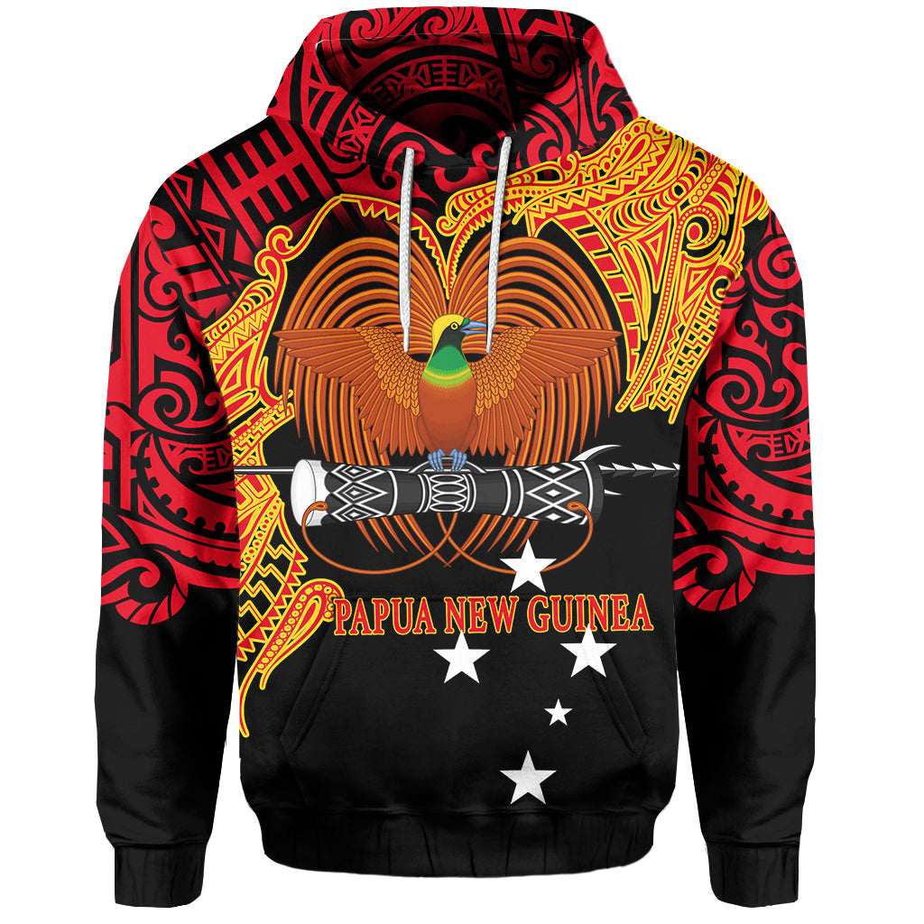 Custom Papua New Guinea Hoodie Bird of Paradise LT6 Black - Polynesian Pride