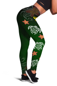Hawaii Turtle Plumeria Polynesian Leggings - Luck Style - AH - Polynesian Pride