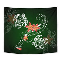 Hawaii Turtle Plumeria Polynesian Tapestry - Luck Style - AH Wall Tapestry Green - Polynesian Pride