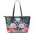 Kanaka Flamingo Couple Rose Hibiscus Plumeria Leather Tote Bag - Love Universe - AH Galaxy - Polynesian Pride