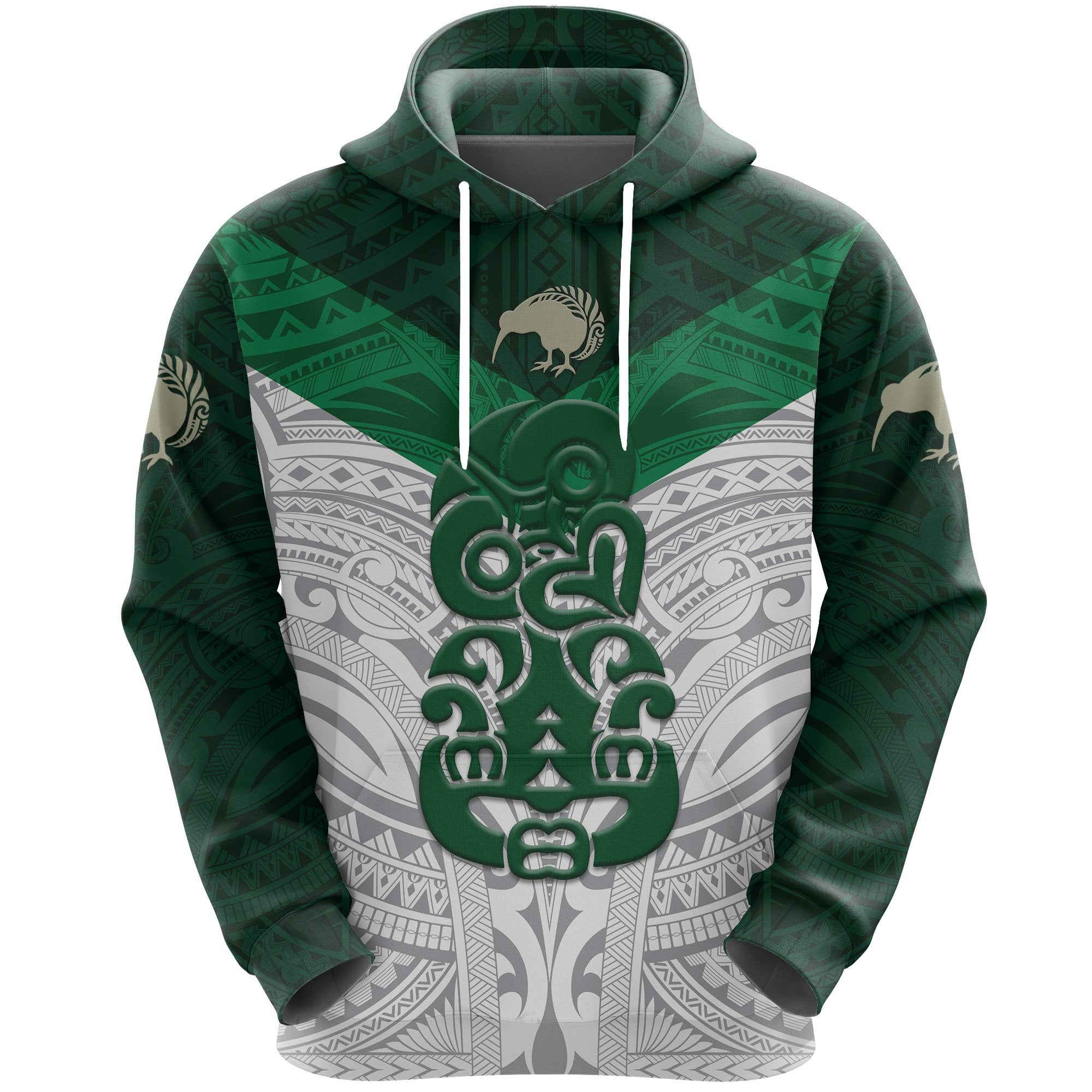 Aotearoa Rugby Hoodie Maori Kiwi Unisex Green - Polynesian Pride