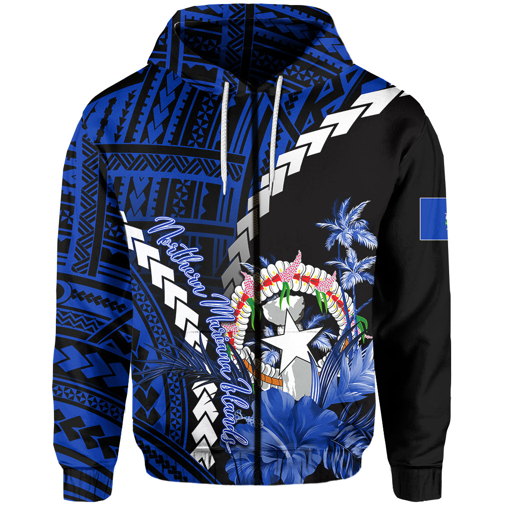 Custom Northern Mariana Islands Hoodie Polynesian Style Blue Color LT6 - Polynesian Pride