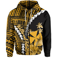 Custom Wallis and Futuna Hoodie Polynesian Style Gold Color LT6 Zip Hoodie Gold - Polynesian Pride