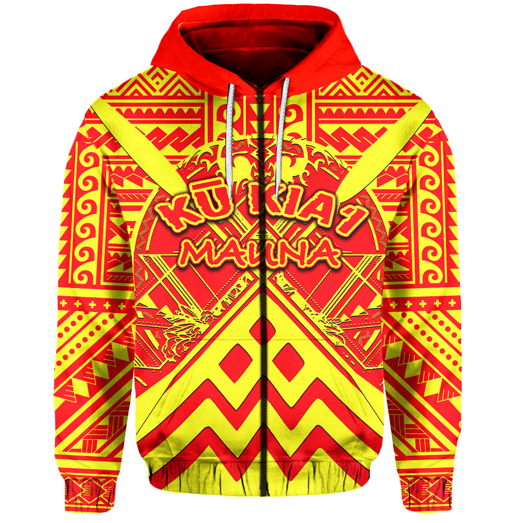 Custom Hawaii Mauna Kea Zip Hoodie LT6 Unisex Red - Polynesian Pride