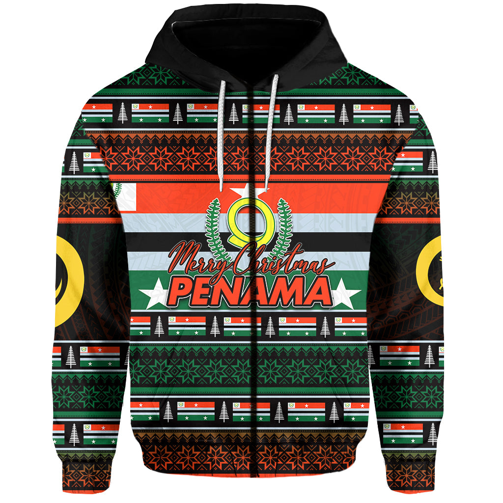 Penama Province Zip Hoodie of Vanuatu Christmas LT6 Unisex Red - Polynesian Pride