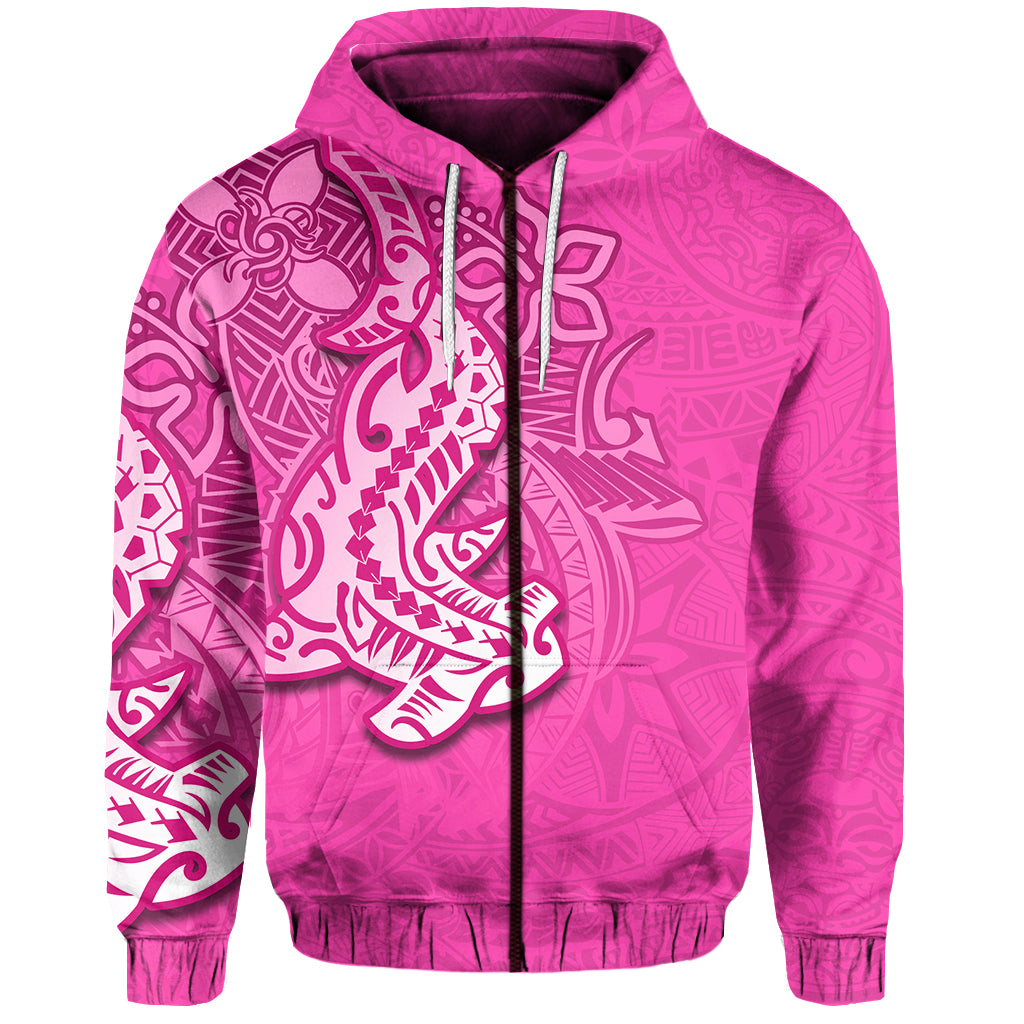 Custom Hammerhead shark Zip Hoodie Polynesian Pink Style LT6 Unisex Pink - Polynesian Pride