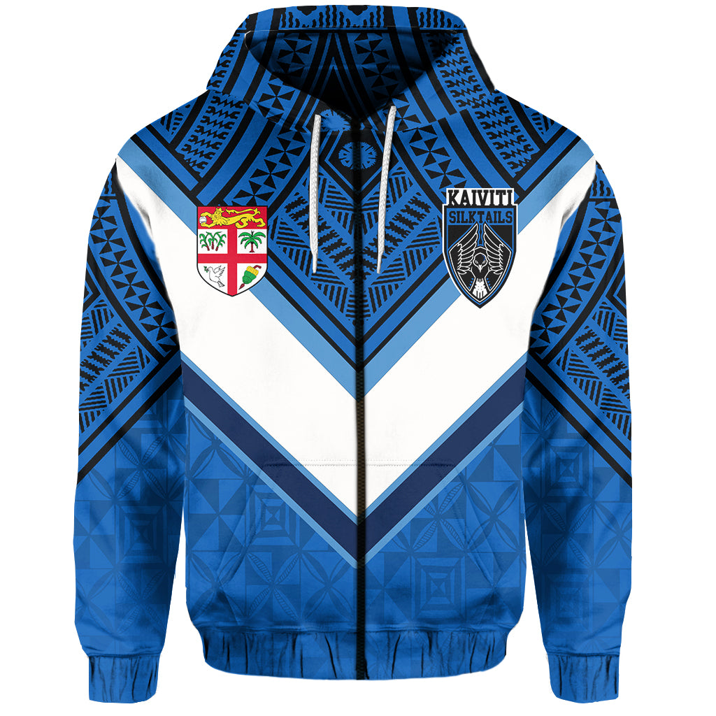 Custom Fiji Kaiviti Silktails Zip Hoodie LT6 Unisex Blue - Polynesian Pride