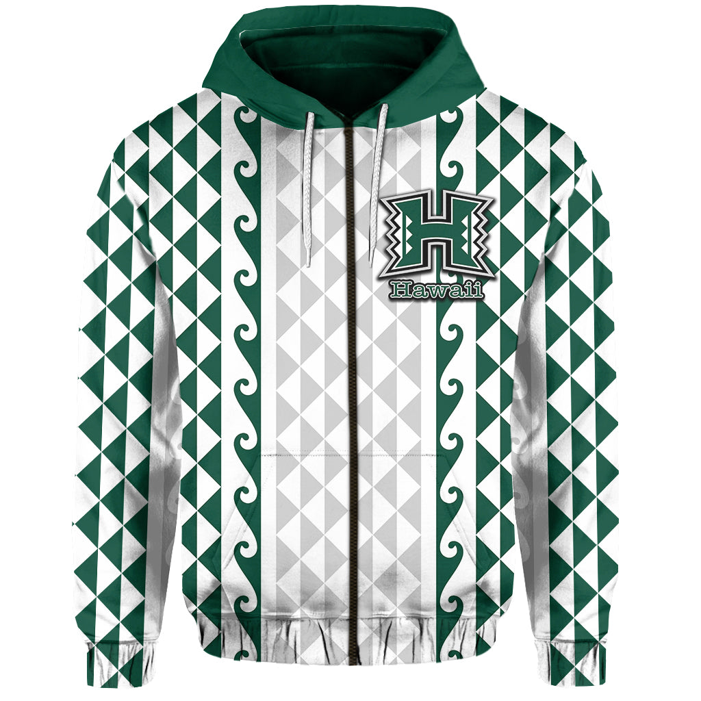 Custom Hawaii Rainbow Wahine Volleyball Zip Hoodie LT6 Unisex Green - Polynesian Pride