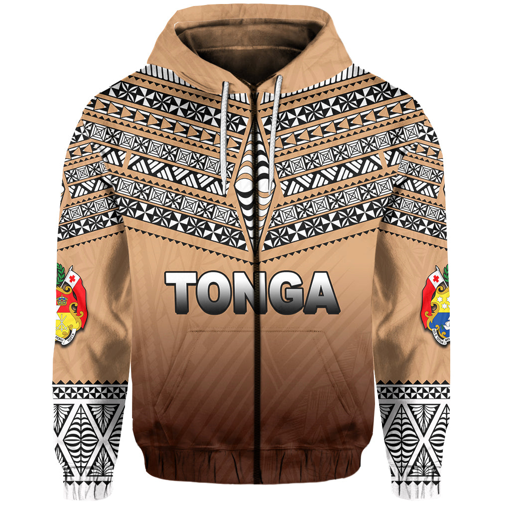 Custom Tonga Zip Hoodie Ngatu Polynesian Gold Style LT6 Unisex Gold - Polynesian Pride