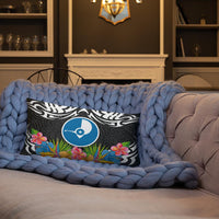Yap State Pillow - Coat Of Arms With Tropical Flowers - Polynesian Pride