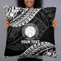 Northern Mariana Islands Custom Personalised Polynesian Pillow - Black Seal Pillow 22×22 Black - Polynesian Pride