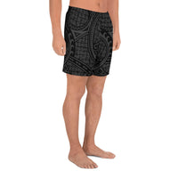 Polynesian Maori Lauhala Gray Men's Athletic Long Shorts - Polynesian Pride