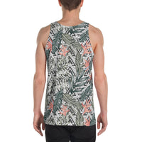 Tropical Palm Leaves And Flowers Hawaii Men's Tank Top AH - Polynesian Pride