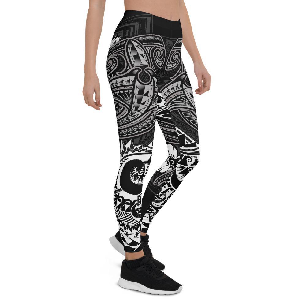 Polynesian Legging - White Shark Polynesian Tattoo White - Polynesian Pride