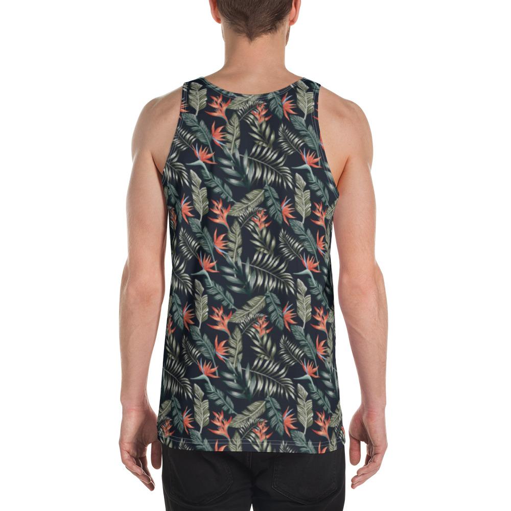 Tropical Strelitzia Black Hawaii Men's Tank Top AH - Polynesian Pride