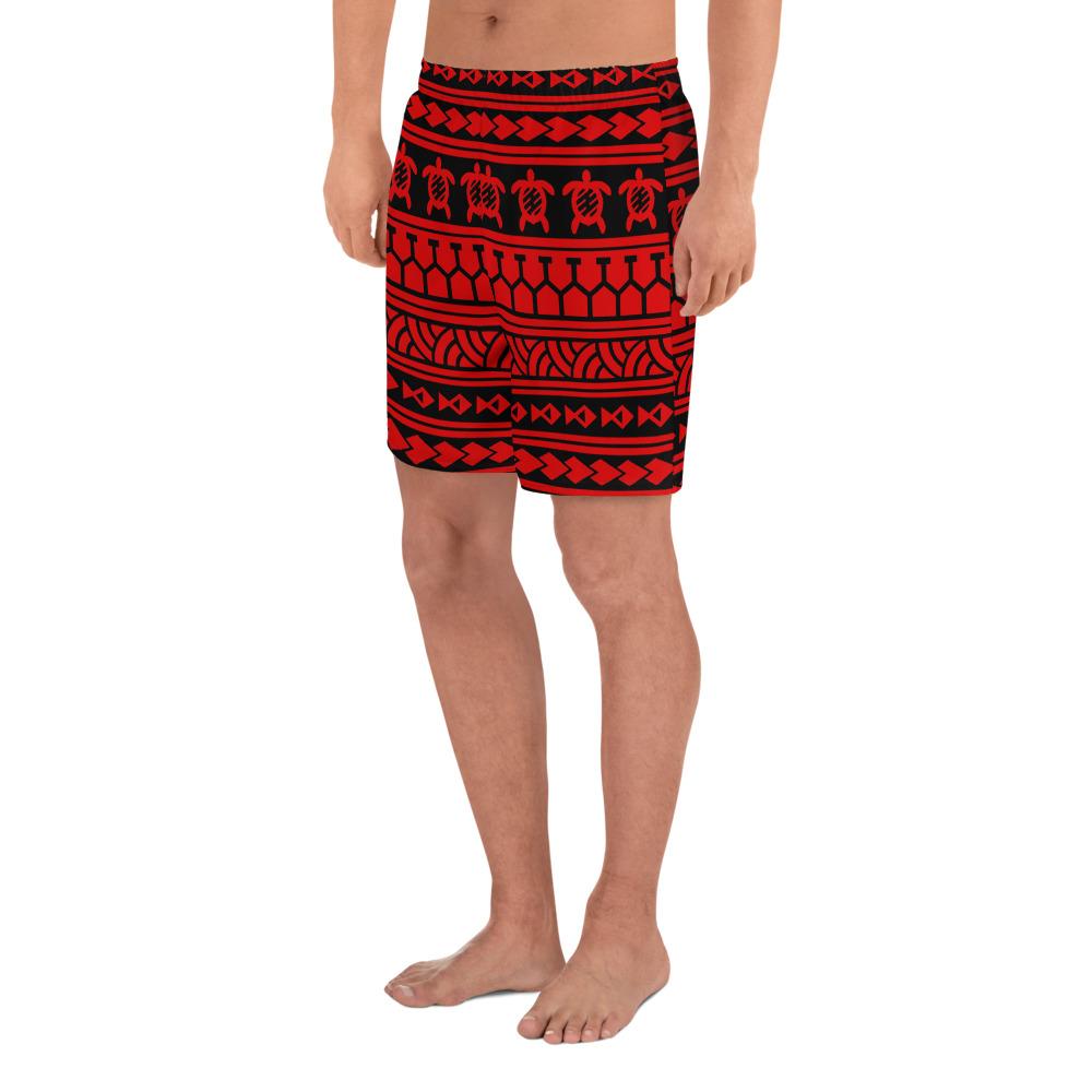 Polynesian Tattoo Tribal Red Men's Athletic Long Shorts - Polynesian Pride