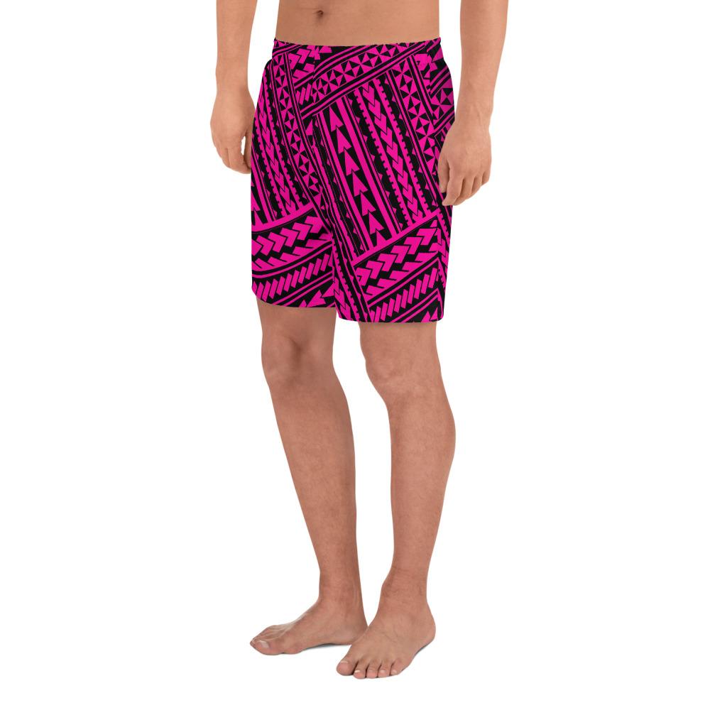 Polynesian Nation Pink Men's Athletic Long Shorts - Polynesian Pride