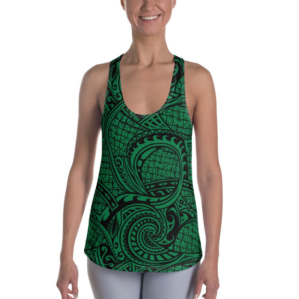 Polynesian Maori Lauhala Green Hawaii Women's Racerback Tank Top Art - Polynesian Pride