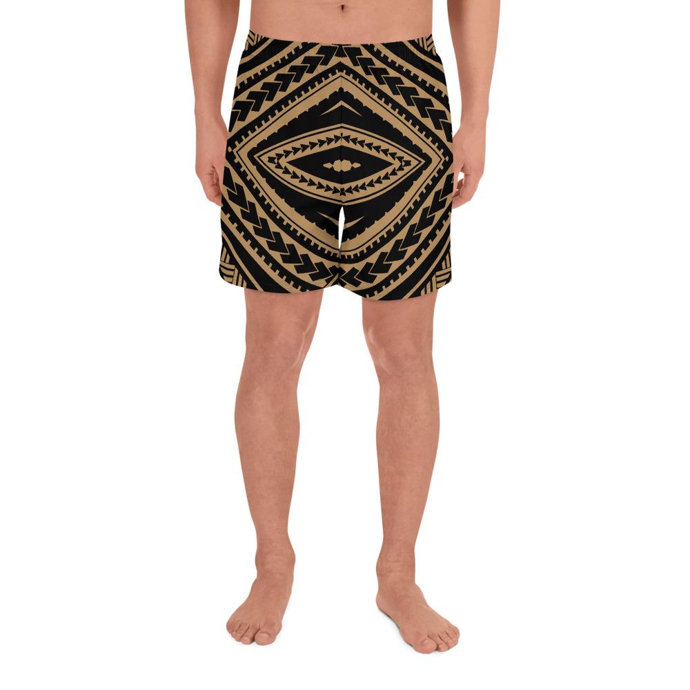 Polynesian Tatau Gold Men's Athletic Long Shorts Art - Polynesian Pride